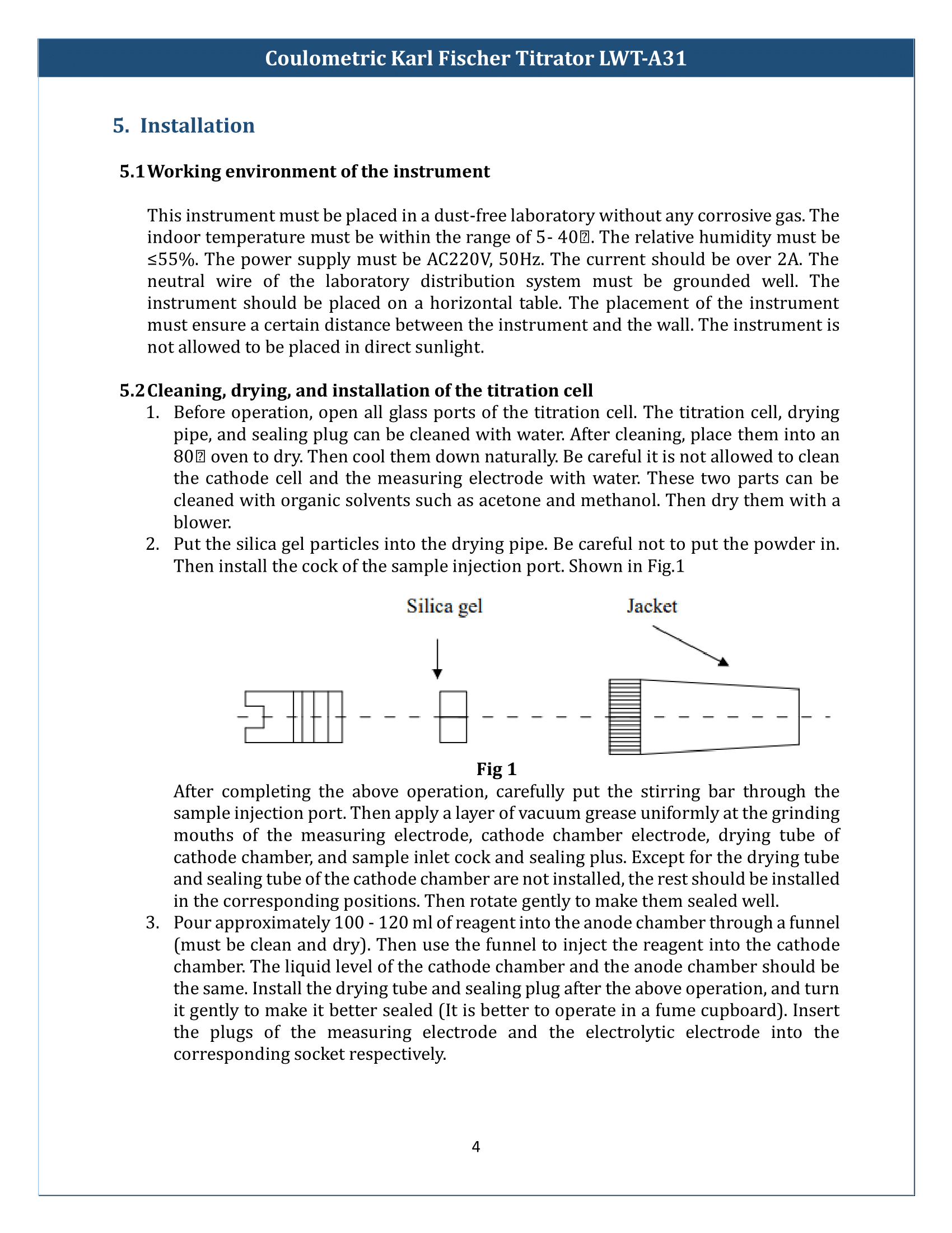 Coulometric Karl Fischer Titrator LWT-A31 Manual